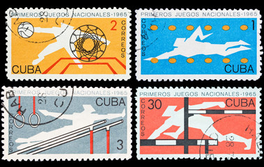 Set of Cuba stamps, First National Sport Games