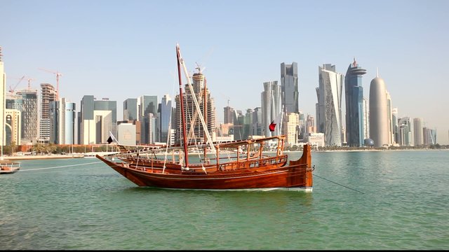 Traditional arabic dhow in Doha. Qatar, Middle East