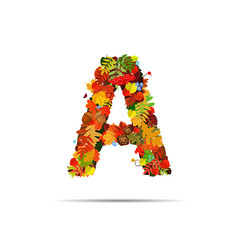 Letter from autumn colorful leaves A