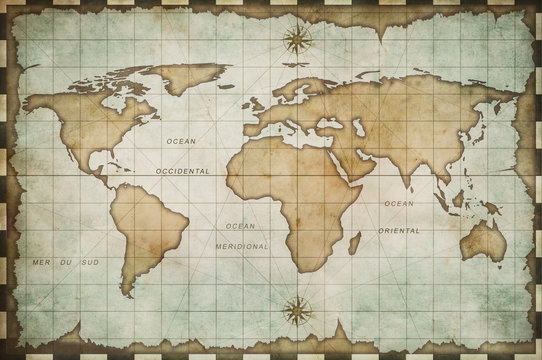 aged old world map