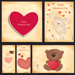 Set of romantic greeting cards Happy Valentine's Day