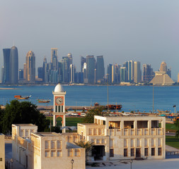 Contrasting style of architecture of Doha, Qatar