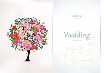 Festive invitation card with abstract tree