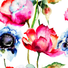 Plakaty  Wzór z pięknymi kwiatami