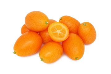 Pile of ripe kumquats (isolated)
