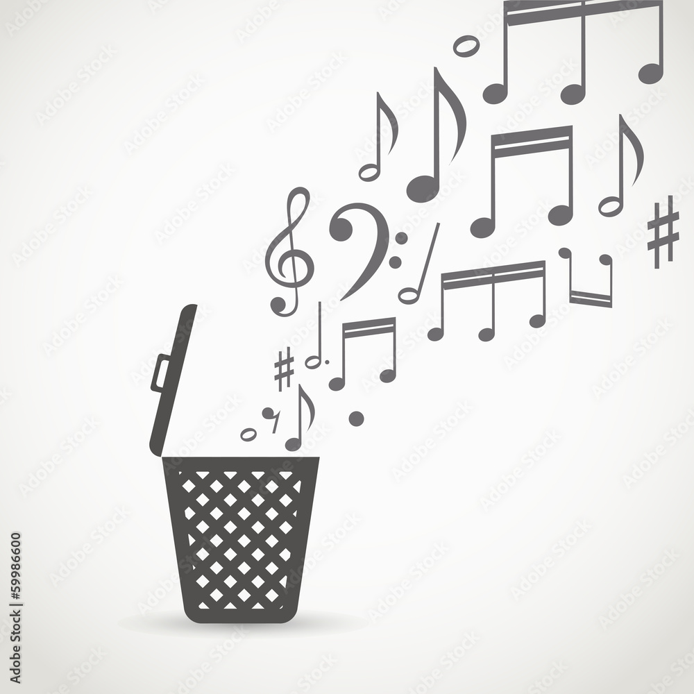 Poster notes flowing into a garbage basket