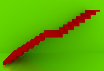 Obraz premium red stairs in green background interior,3d 