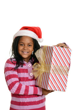 Happy Jamaican Child With Christmas Present