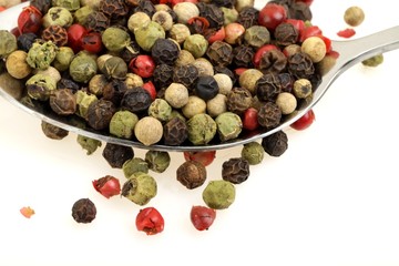 colorful pepper photographed on a spoon
