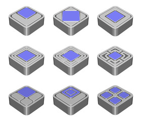 An illustration of 3d metallic icons