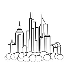 Line art of cityscape