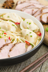Wonton Noodle Soup - Chinese noodle soup with dumplings & duck.