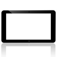 black computer tablet touchscreen on white background. vector re