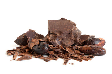 Cacao beans and chocolate
