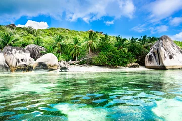 Fotobehang Anse Source D'Agent, La Digue eiland, Seychellen Anse Source d'Argent beach, La Digue island, Seyshelles