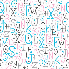 vector colorful alphabet letters seamless pattern background