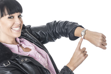 Young Woman Looking at Wrist Watch