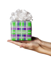 Hands holding present gift