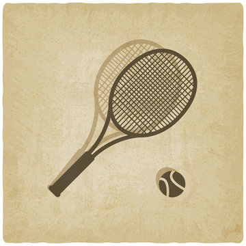 sport tennis logo old background - vector illustration