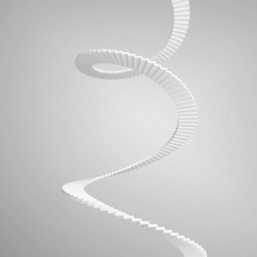 White Spiral Stairs Above Gray Background. 3d Illustration