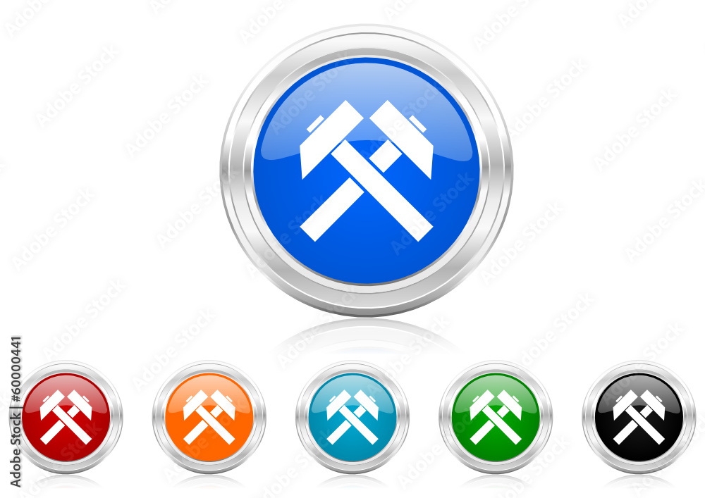 Poster mining icon vector set