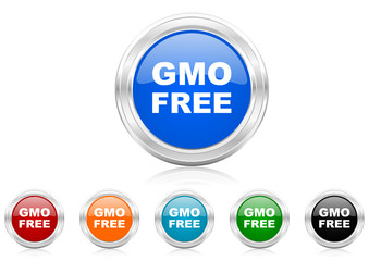 gmo free icon vector set