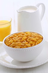 Healthy corn flakes breakfast