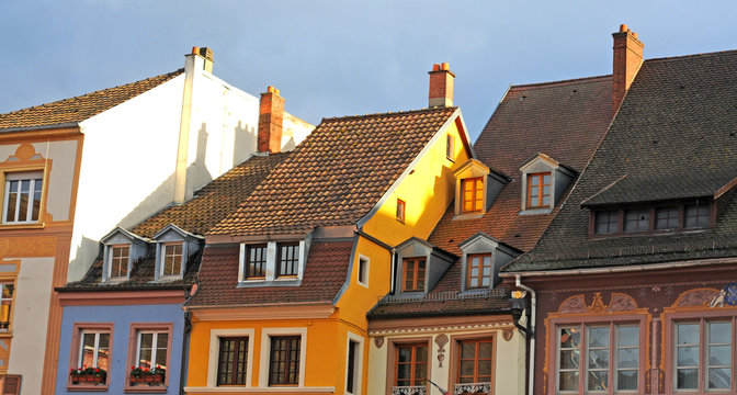 Colourful renaissance gables in Mulhouse, France