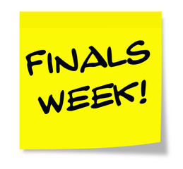Finals Week yellow sticky note