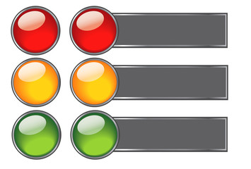 Buttons with colours of traffic light for web design
