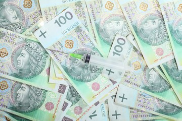 100's polish zloty banknotes as money background