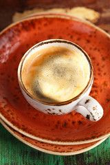 A cup of black coffee rustic style