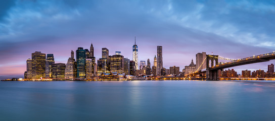 New York Financial District and the Lower Manhattan at dawn - obrazy, fototapety, plakaty