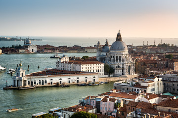 Fototapeta na wymiar Late afternoon aerial view over Venice