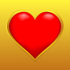 Red Heart on gold background