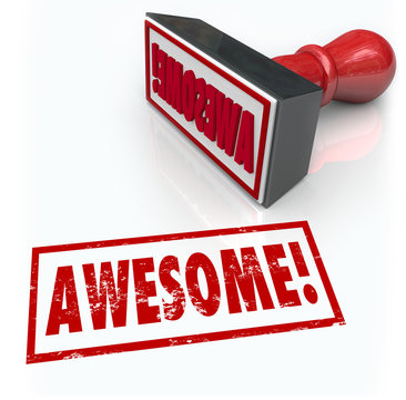 Awesome Word Rubber Stamp 3D Rating Review Feedback