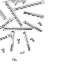 Different bolts on white background