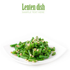 Fried green beans with cedar nuts