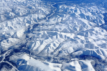 bird's eye view of the rivers and mountains