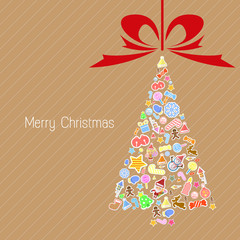 Stylized Colorful Background with Christmas Elements, Christmas