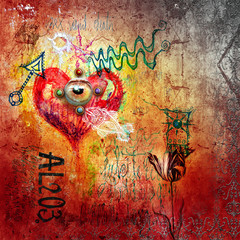 Graffiti avec coeur rouge