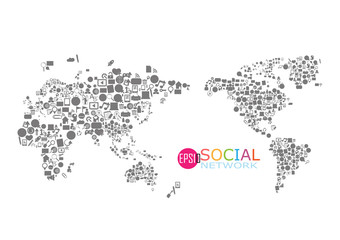 Fototapeta premium Social network map background infographics