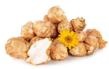 Topinambur roots isolated on white