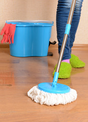 House cleaning with  mop