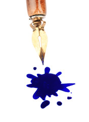 Obraz premium Pen and ink blot, isolated on white