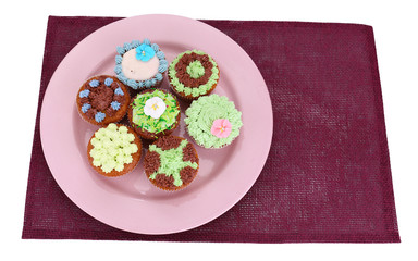 Tasty cupcakes with butter cream,