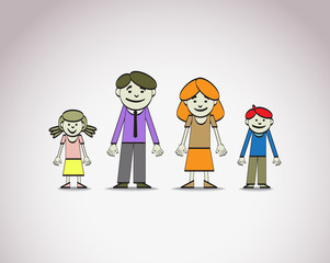 Color sketch of the family. Vector image
