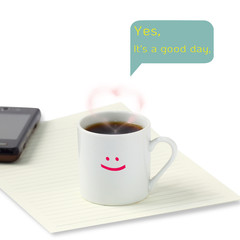 Yes,It is a good day text and hot coffee cup