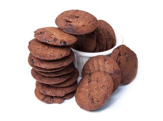 chocolate cookies in a small bowl  isolated