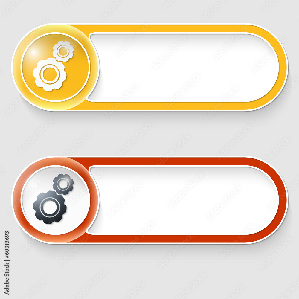 Poster set of two vector abstract buttons with cogwheels